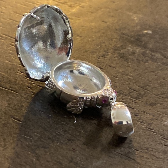 Steroids g silver Turtle pendant back opens - Picture 3 of 3